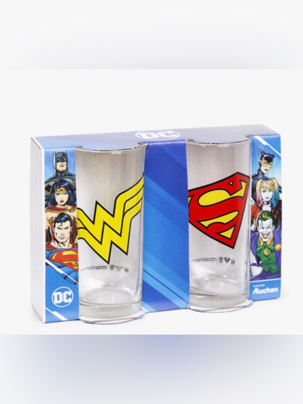 DC Wonder Woman And Superman Drinking Glasses 2 Pack NWT